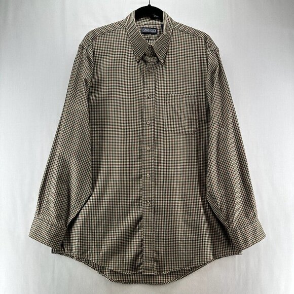 Lands' End Other - Lands End Shirt Mens Sz 16 1/2 Regular Fit Button Down Long Sleeve Gingham Beige